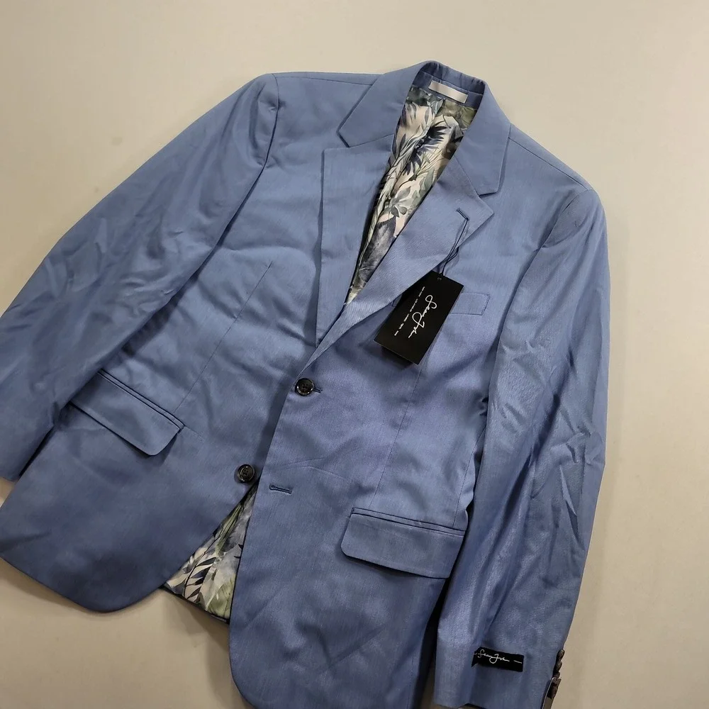 Sean John Light Blue Blazer Mens 38S 38 Classic-Fit Cotton Suit Jacket $360 NEW‎